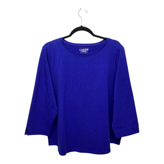 Top Long Sleeve By Chicos In Blue, Size: Xl