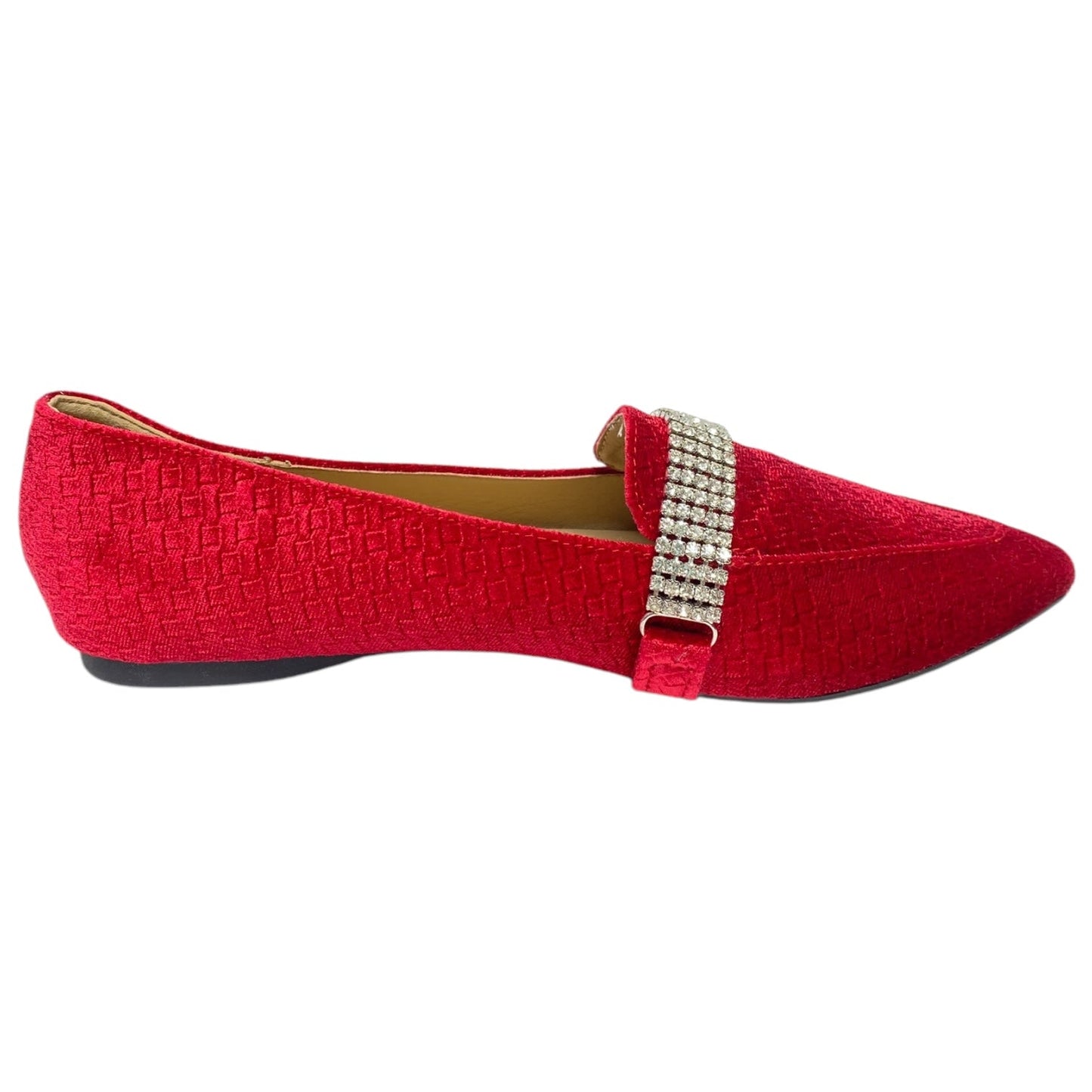 Shoes Flats By Cato In Red & Silver, Size: 8.5