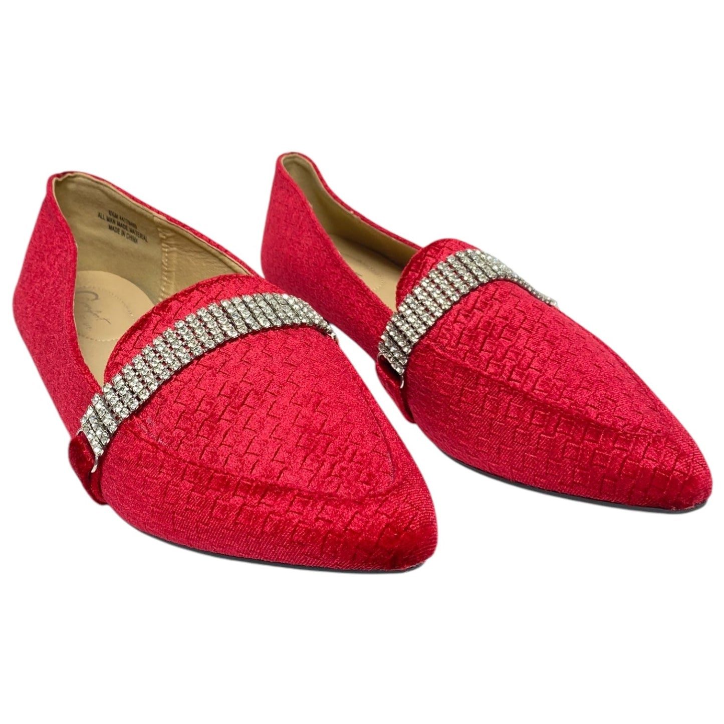 Shoes Flats By Cato In Red & Silver, Size: 8.5