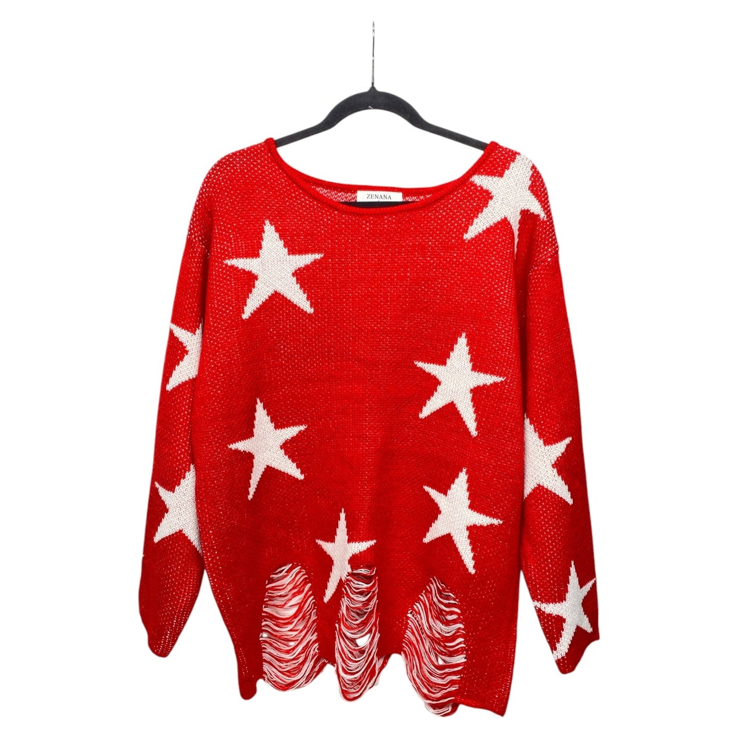 Sweater By Zenana Outfitters In Red & White, Size: L