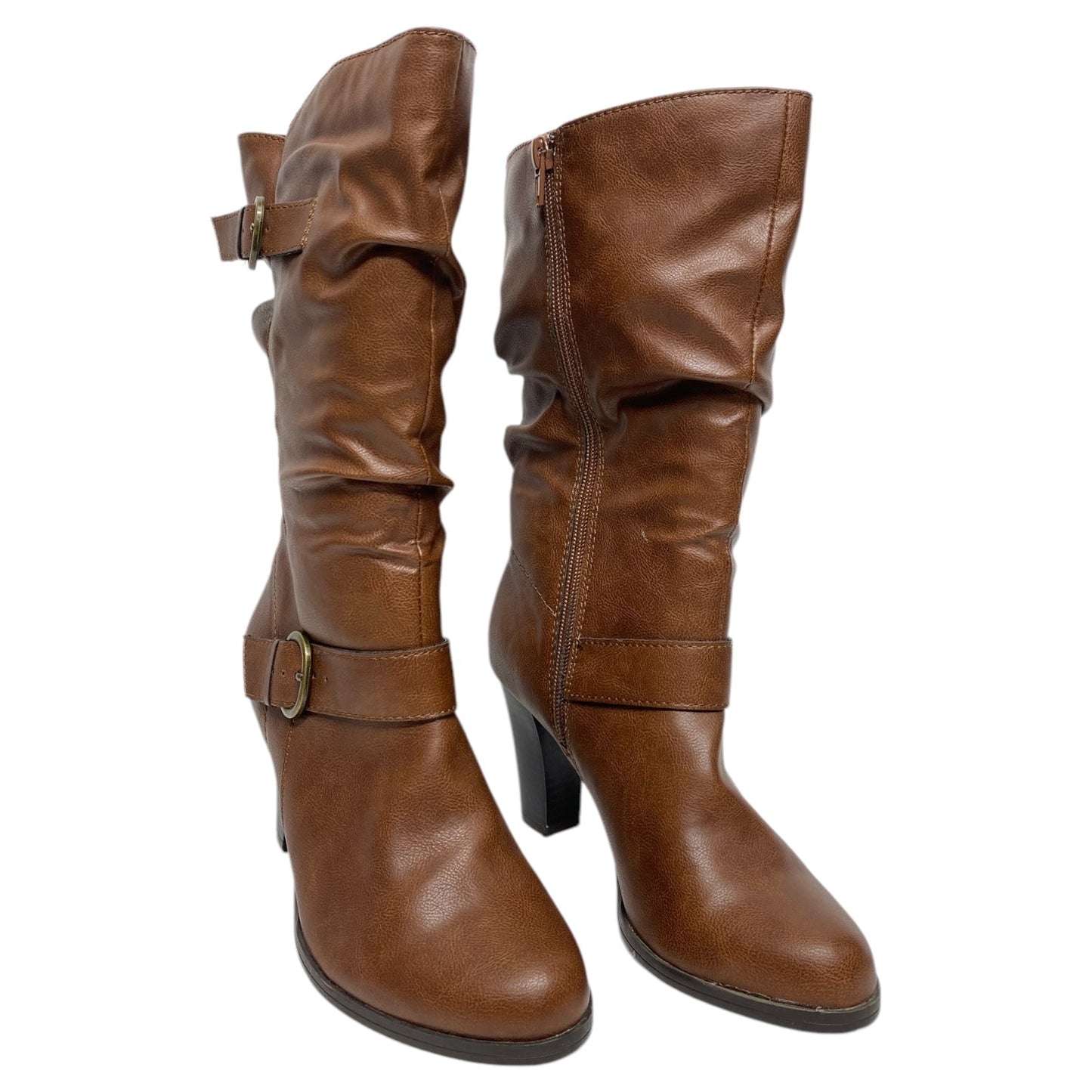 Boots Mid-calf Heels By Style And Company In Brown, Size: 6.5