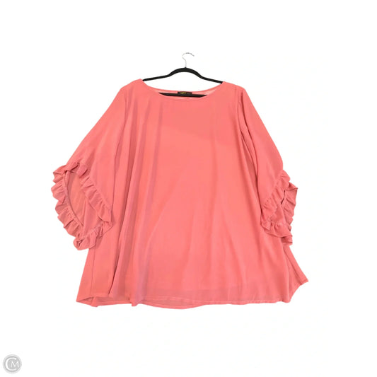 Blouse 3/4 Sleeve By Clothes Mentor In Coral, Size: Xxl