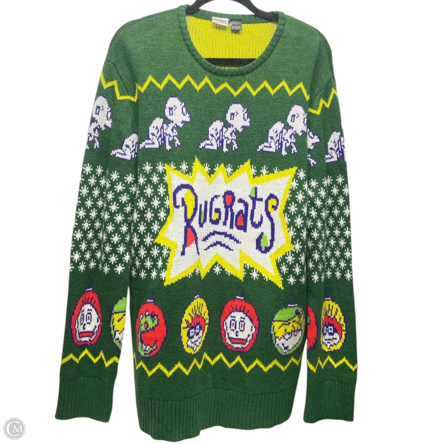 Sweater By Clothes Mentor In Green & White, Size: Xl