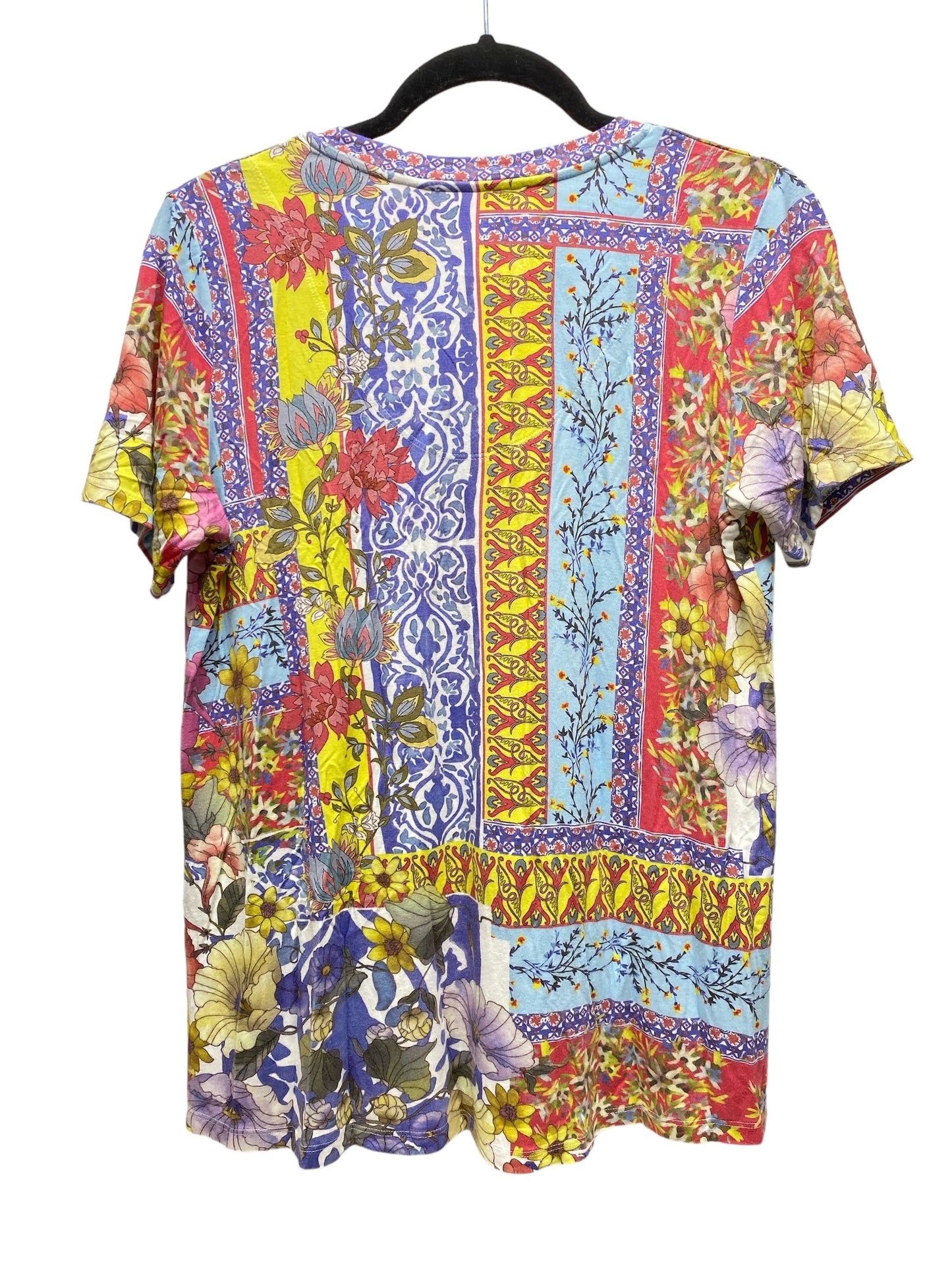 Multi-colored Top Short Sleeve Designer Johnny Was, Size Xs