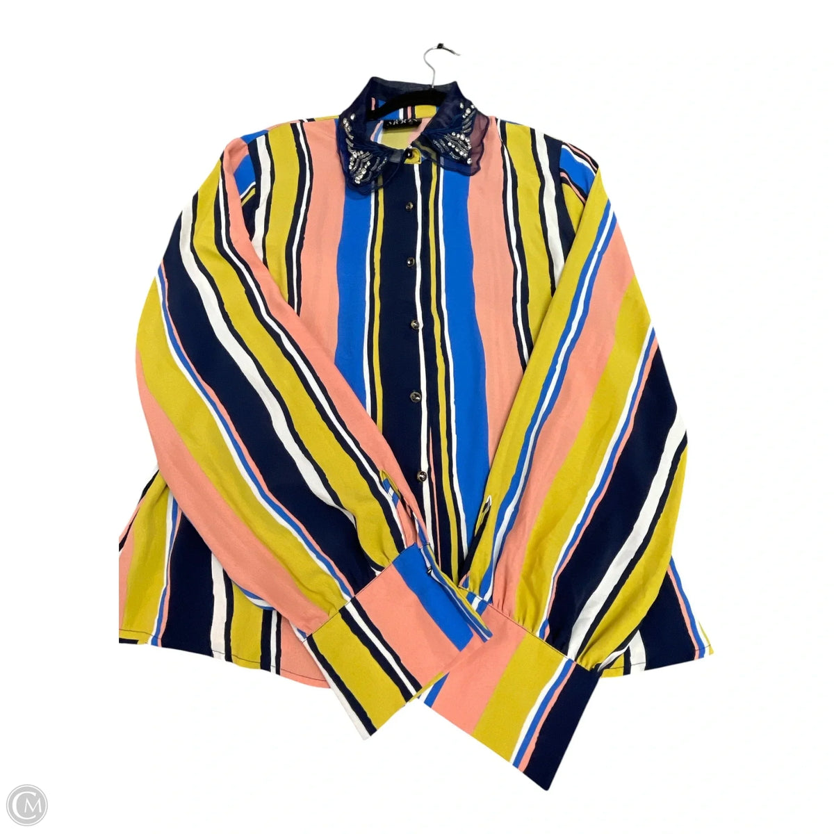 Blouse Long Sleeve By Clothes Mentor In Striped Pattern, Size: S