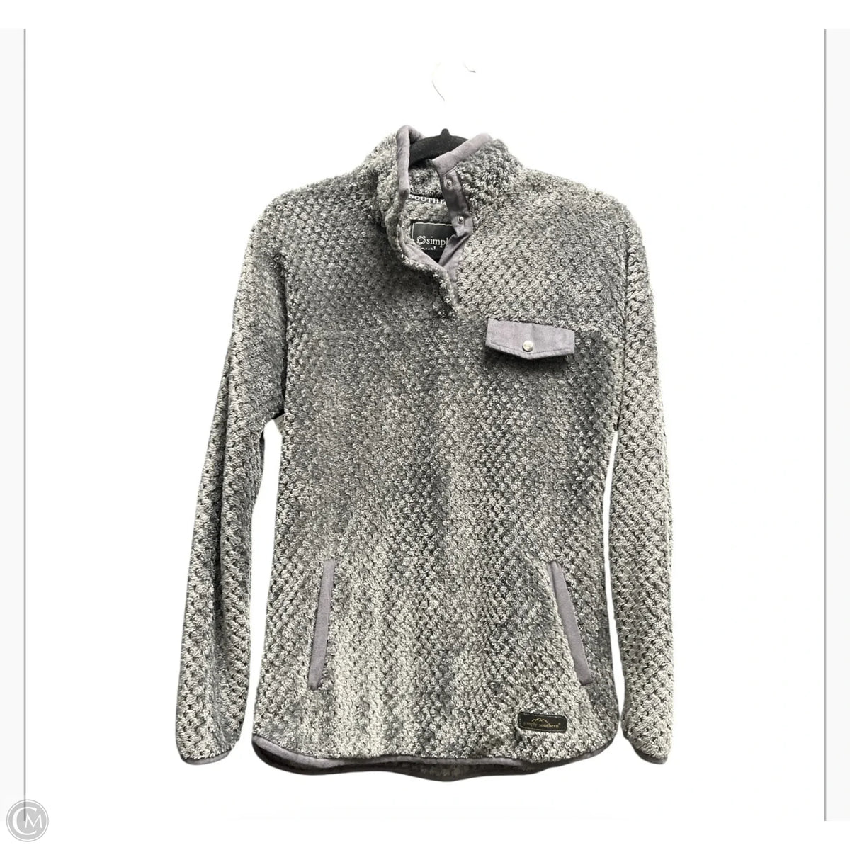 Sweatshirt Collar By Simply Southern In Grey, Size: S