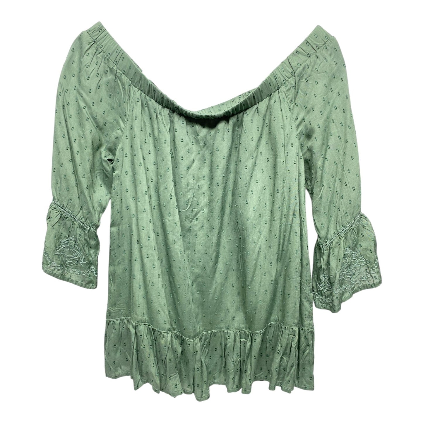 Top 3/4 Sleeve By Blue Rain In Green, Size: M