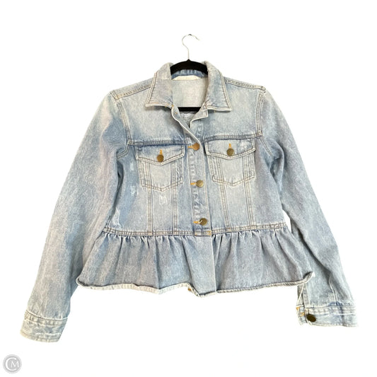 Jacket Shirt By Given Kale In Blue Denim, Size: S