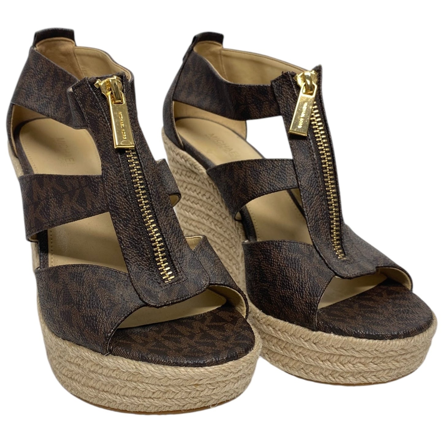 Shoes Heels Wedge By Michael By Michael Kors In Brown & Tan, Size: 6.5