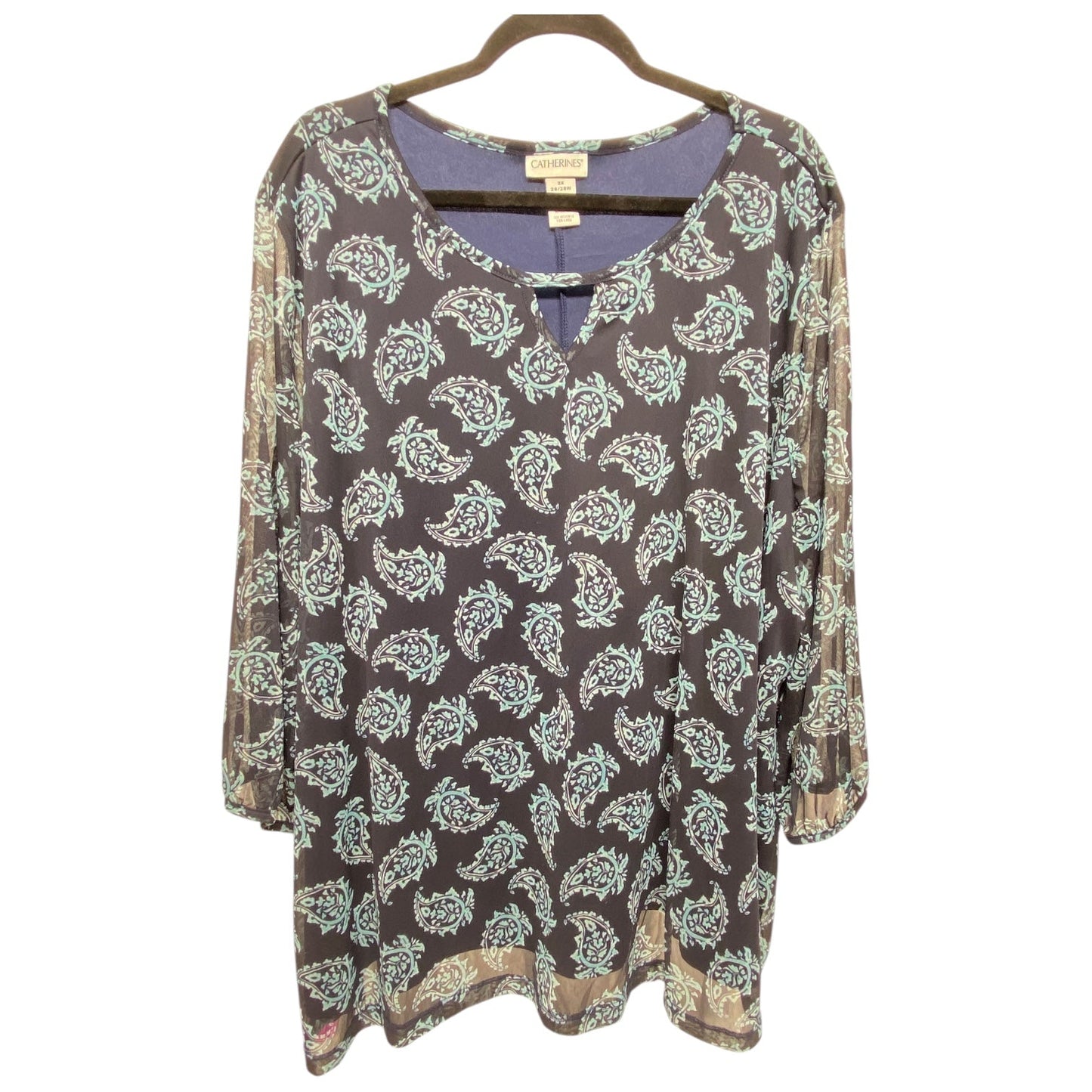 Top Long Sleeve By Catherines In Paisley Print, Size: 3x