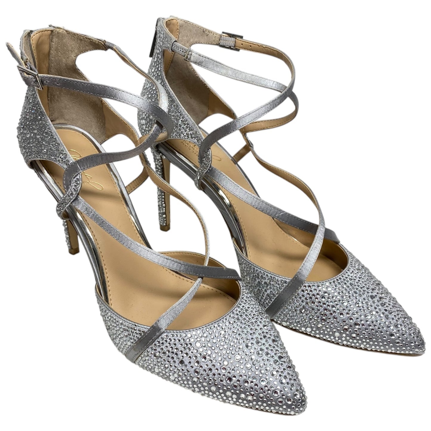 Shoes Heels Stiletto By Badgley Mischka In Silver, Size: 10