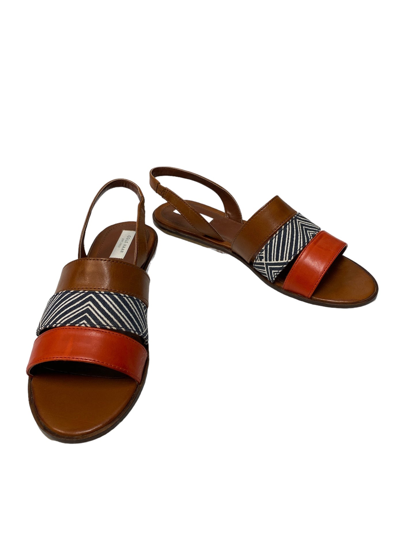 Brown & Orange Sandals Designer Cole-haan, Size 7.5