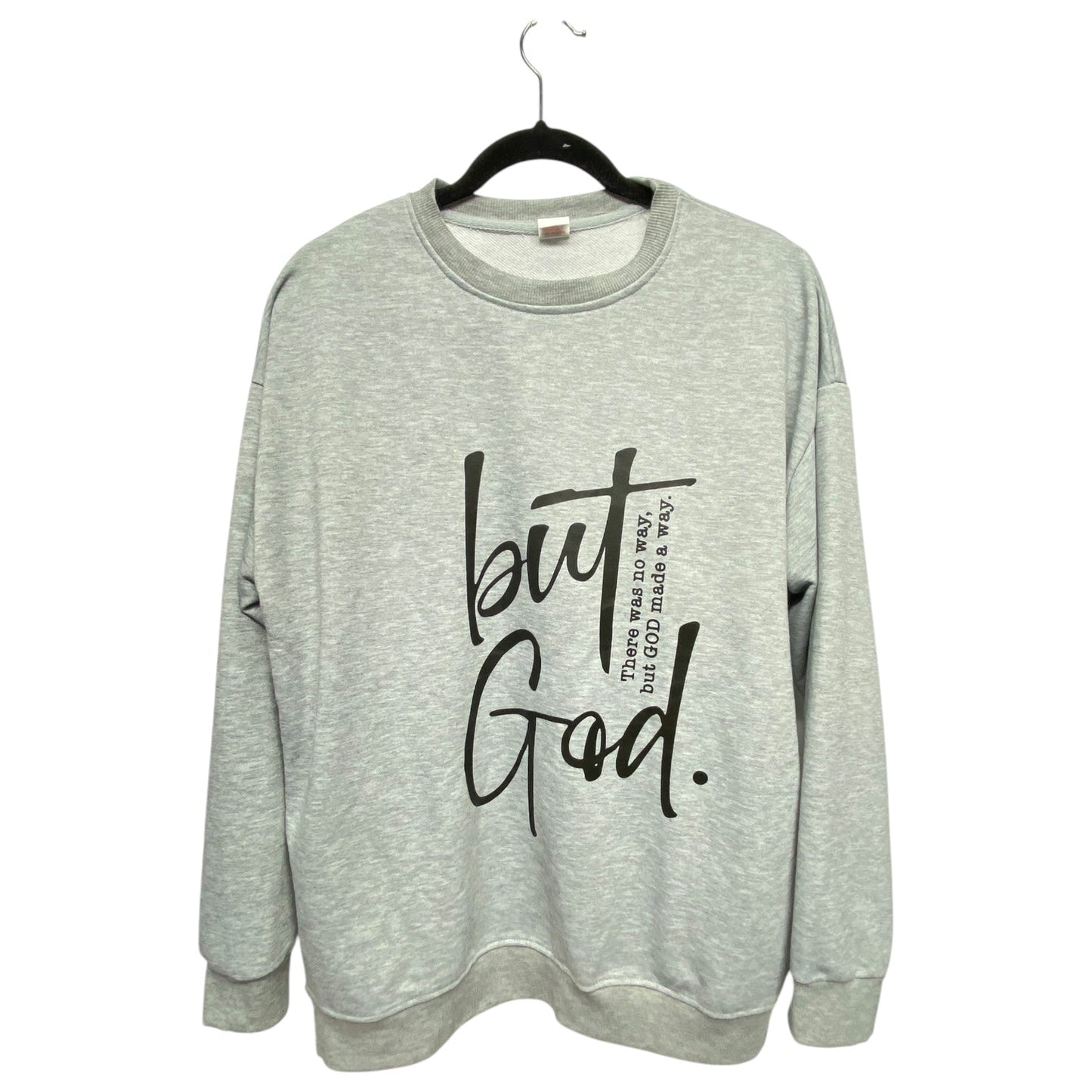 Sweatshirt Crewneck By Clothes Mentor In Black & Grey, Size: 1x