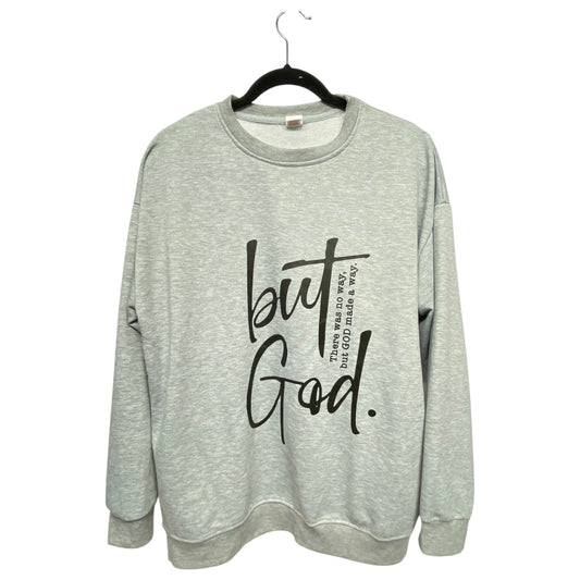 Sweatshirt Crewneck By Clothes Mentor In Black & Grey, Size: 1x