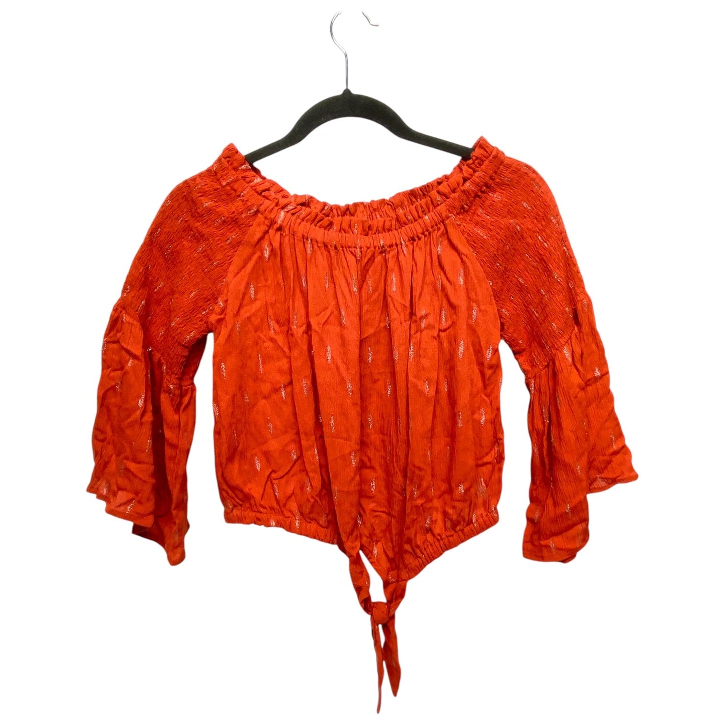 Top Long Sleeve By Blue Rain In Red & Silver, Size: L