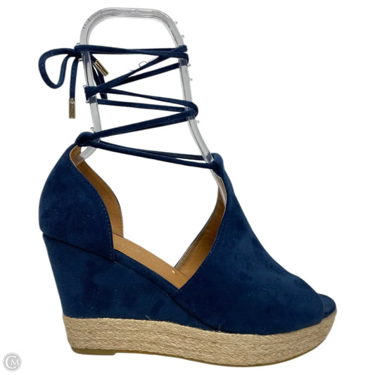 Shoes Heels Wedge By Qupid In Navy, Size: 9