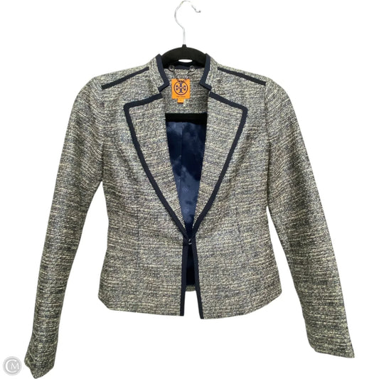 Blazer Designer By Tory Burch In Blue & Grey, Size: 0