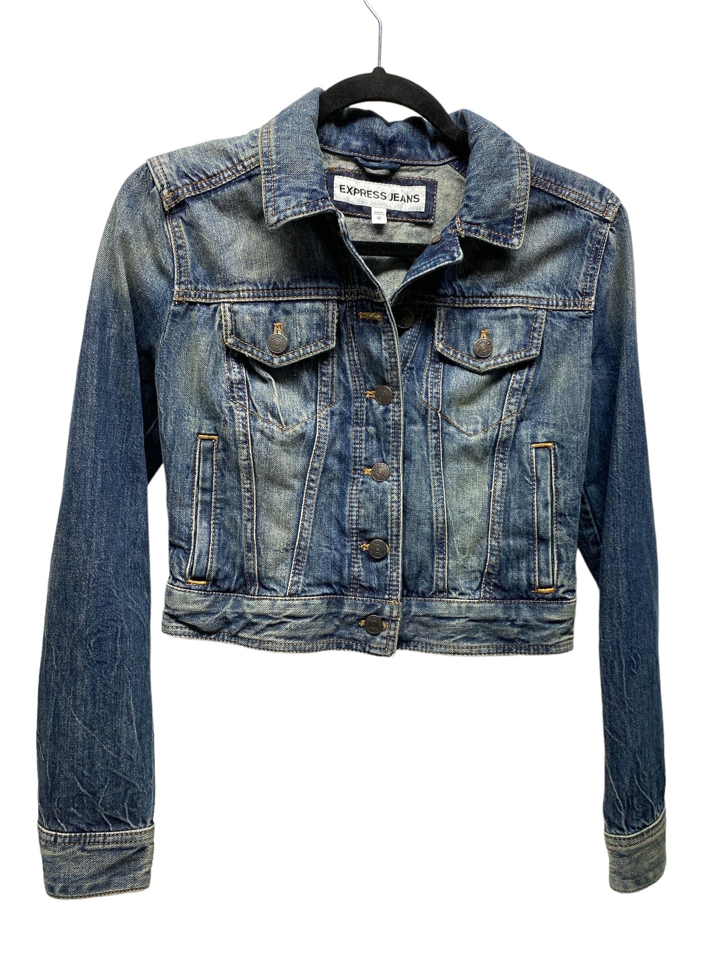 Jacket Denim By Express In Blue Denim, Size: Xs