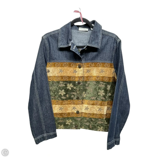 Jacket Denim By Marsh Landing In Blue & Yellow, Size: M