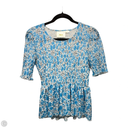 Top Short Sleeve By Maeve In Blue & White, Size: S