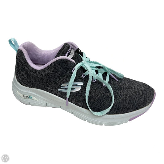 Shoes Sneakers By Skechers In Grey & Purple, Size: 8