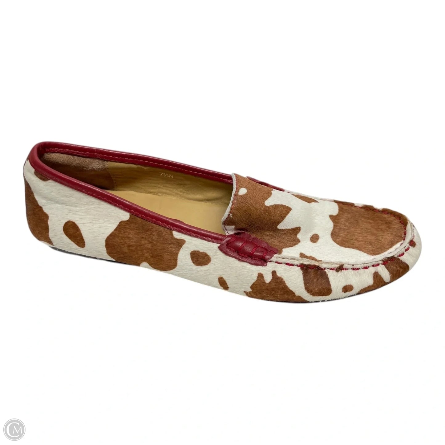 Shoes Flats By Vaneli In Brown & White, Size: 7.5