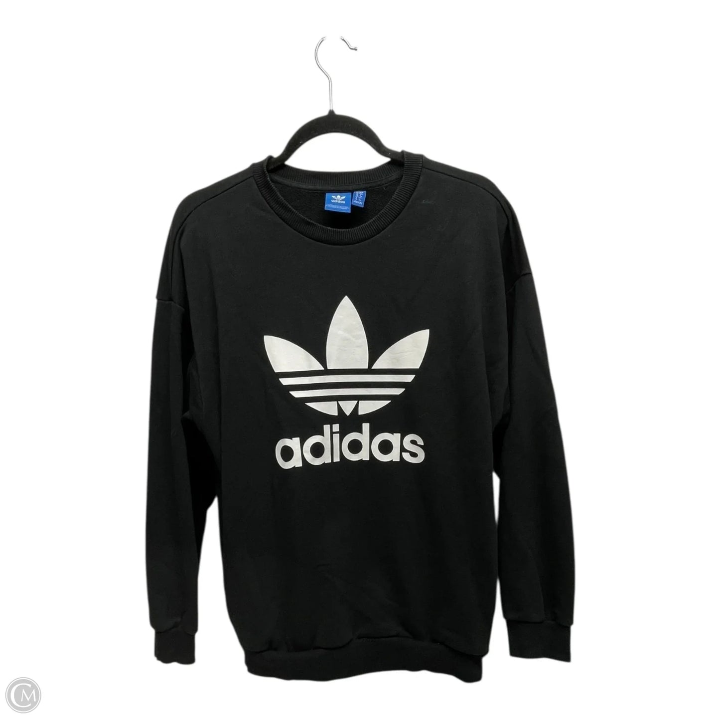 Athletic Sweatshirt Crewneck By Adidas In Black & White, Size: S