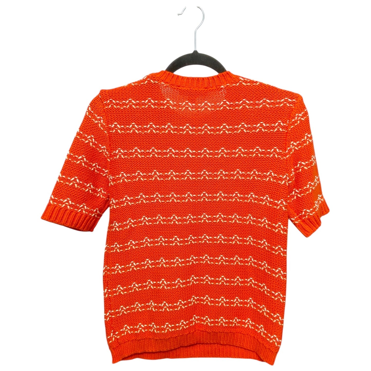 Sweater Short Sleeve By Ann Taylor In Orange & White, Size: Xxs