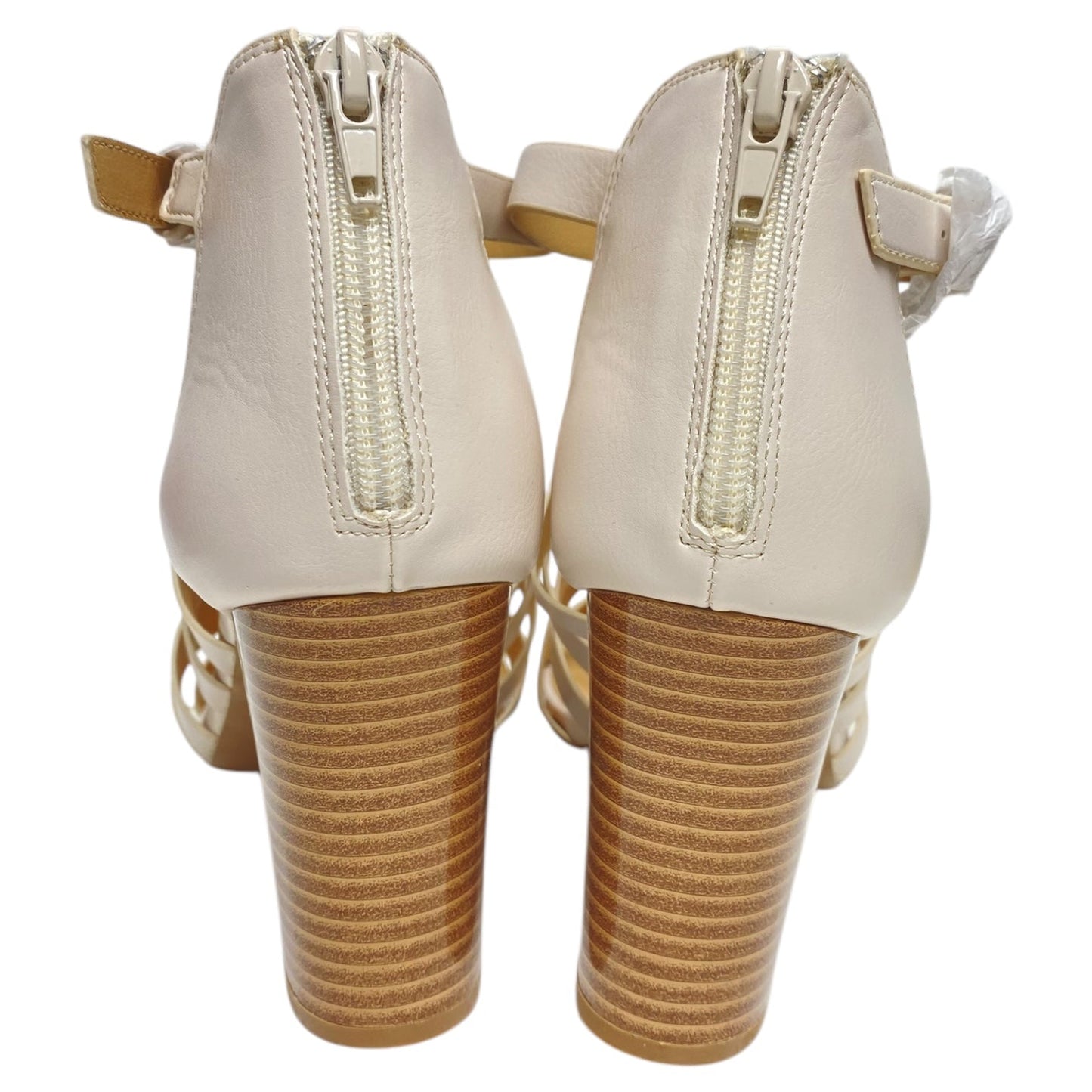 Shoes Heels Block By Xoxo In Tan & White, Size: 8.5