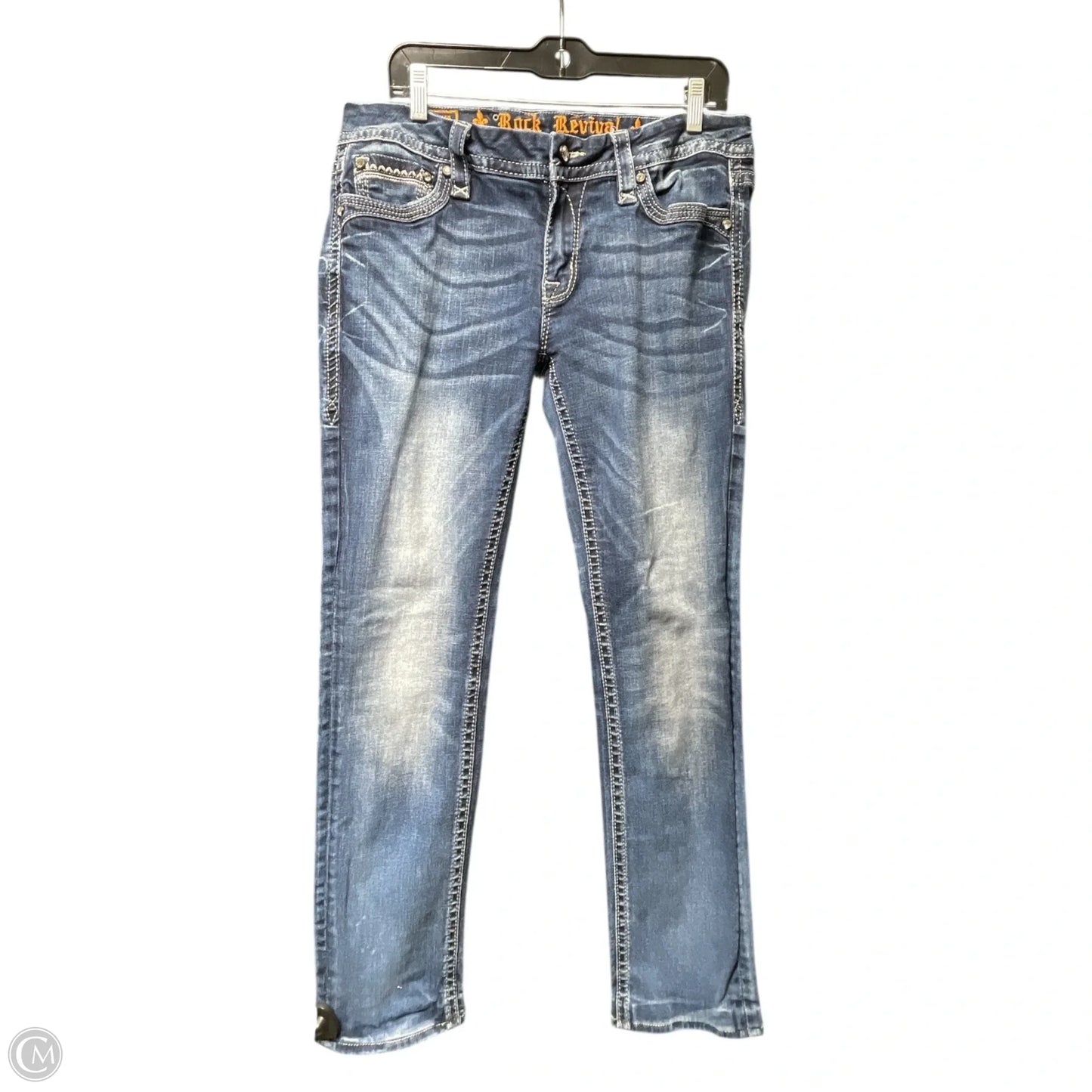 Jeans Skinny By Rock Revival In Blue, Size: 12