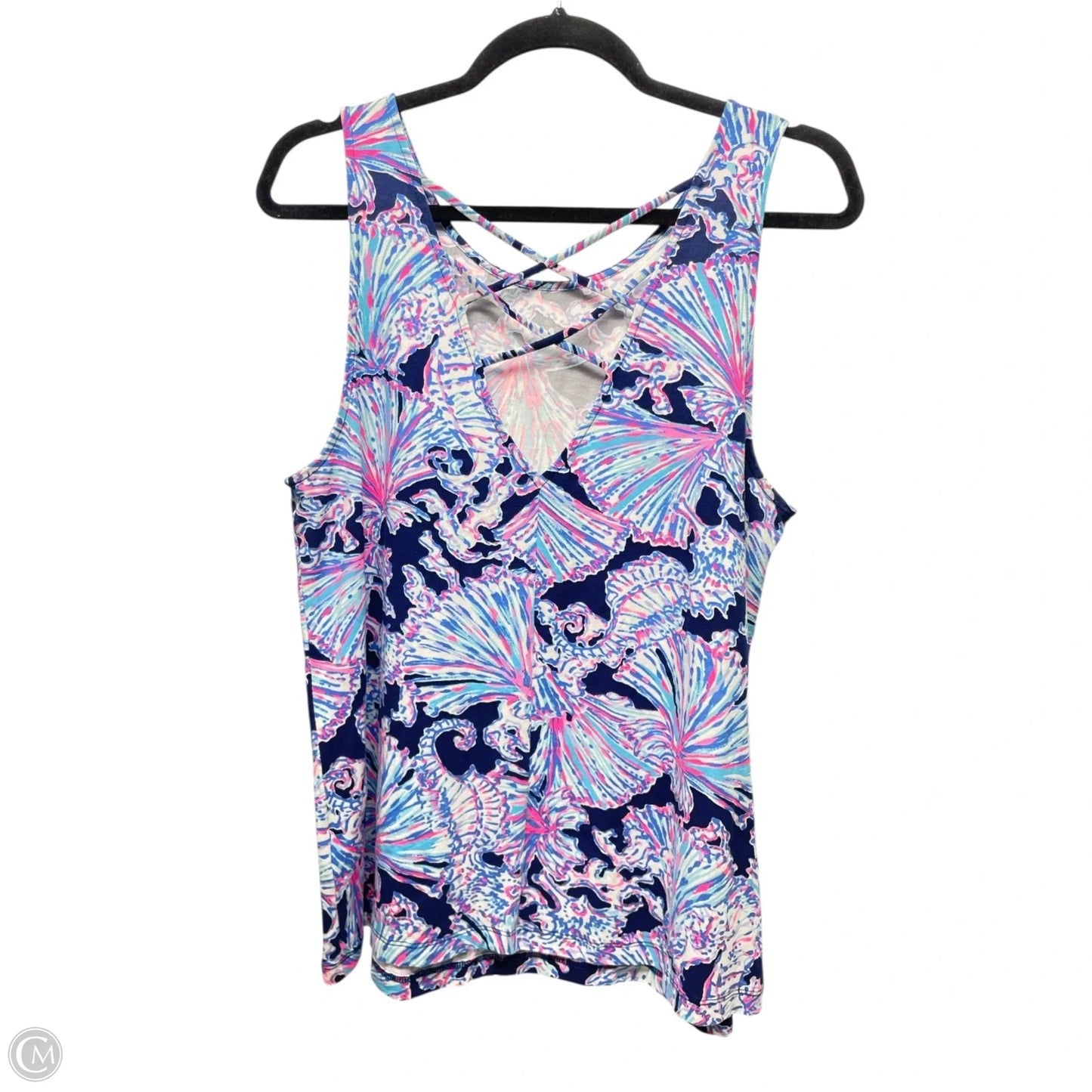 Top Sleeveless Designer By Lilly Pulitzer In Blue & White, Size: L
