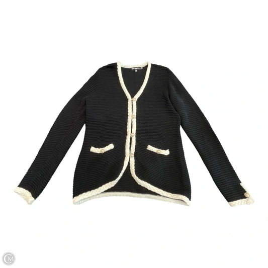 Sweater Cardigan Designer By Karl Lagerfeld In Black & White, Size: S