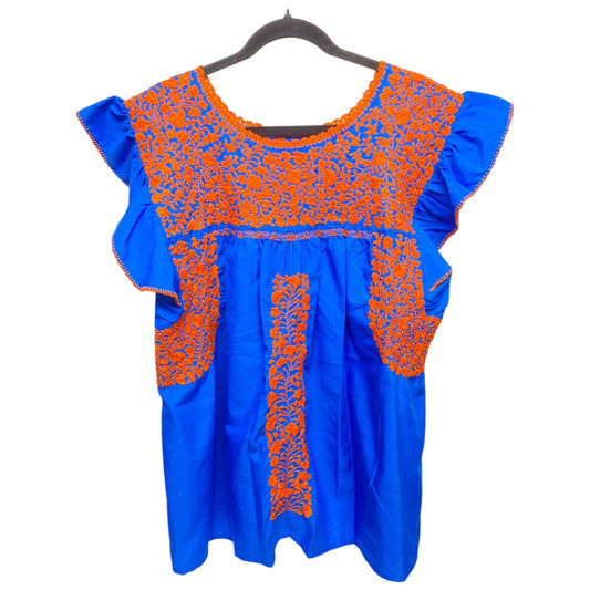 Top Short Sleeve By Clothes Mentor In Blue & Orange, Size: Xl