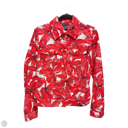 Jacket Denim By Rafaella In Red & White, Size: L