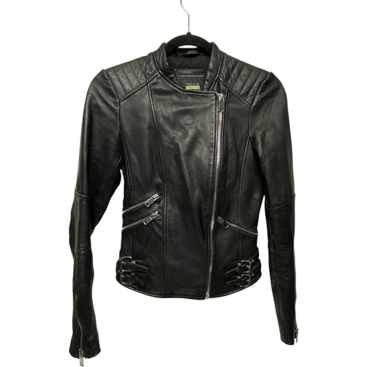 Jacket Leather By Zara In Black, Size: Xs