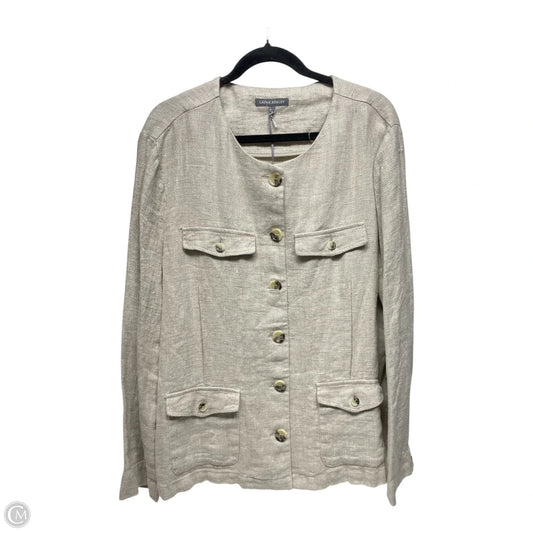 Jacket Shirt By Laura Ashley In Beige, Size: Xl