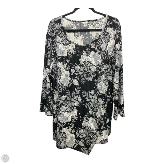 Top Long Sleeve By Cato In Black & White, Size: 3x