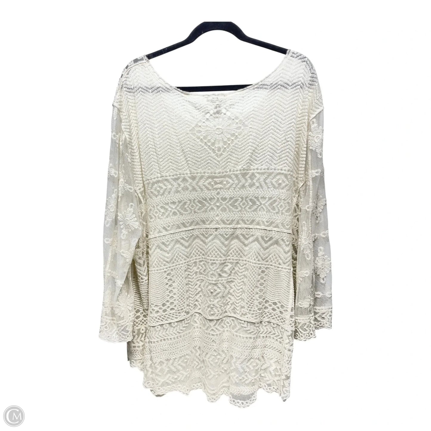 Top Long Sleeve By Cato In White, Size: 4x