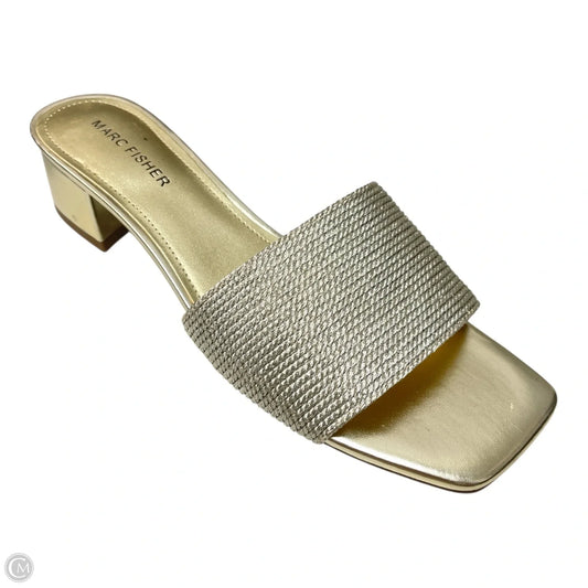 Sandals Heels Block By Marc Fisher In Gold, Size: 7.5