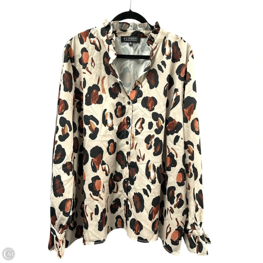 Top Long Sleeve By Eloquii In Animal Print, Size: 4x
