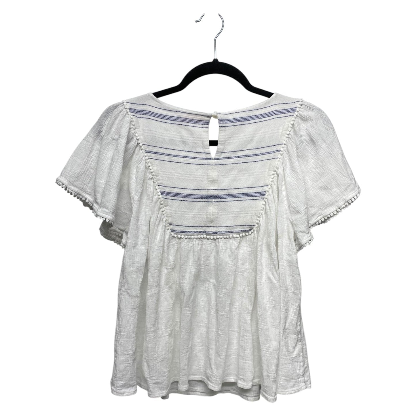 Top Short Sleeve Designer By Tory Burch In Blue & White, Size: M