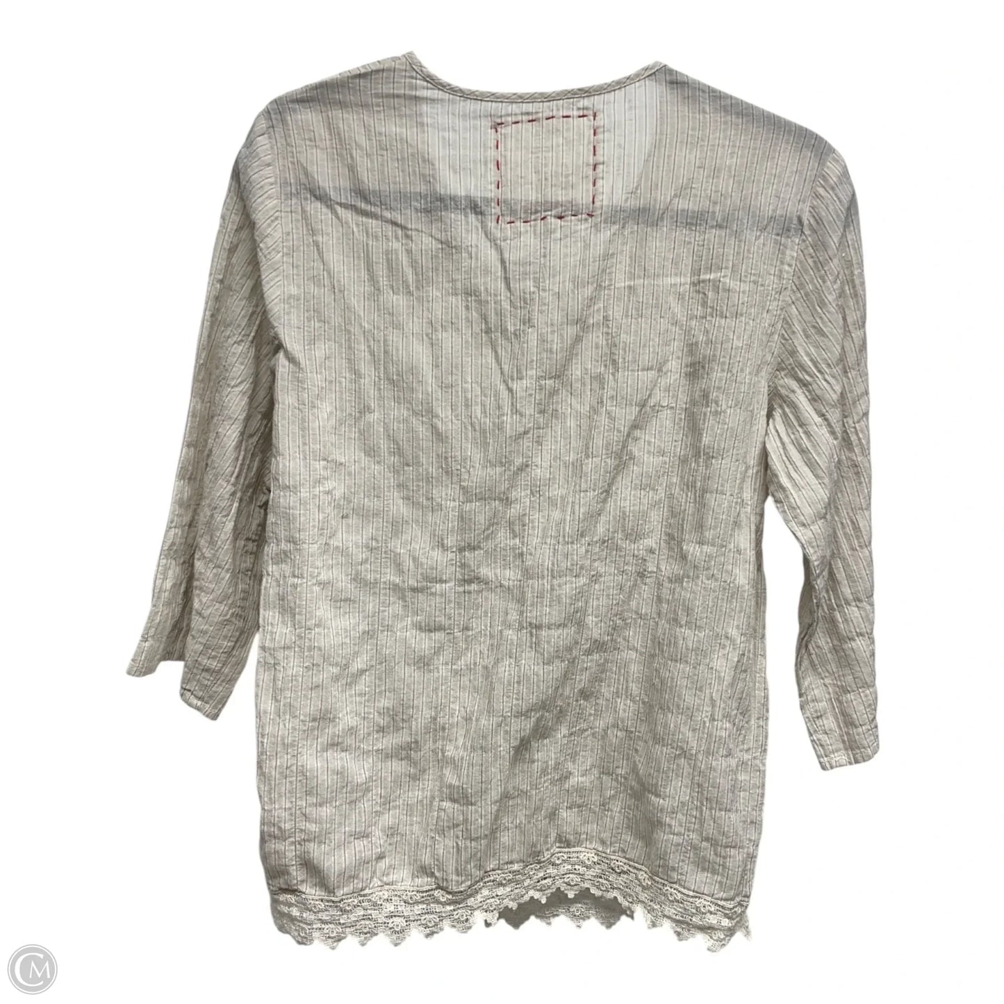 Top Long Sleeve Designer By Johnny Was In Grey & White, Size: Xs