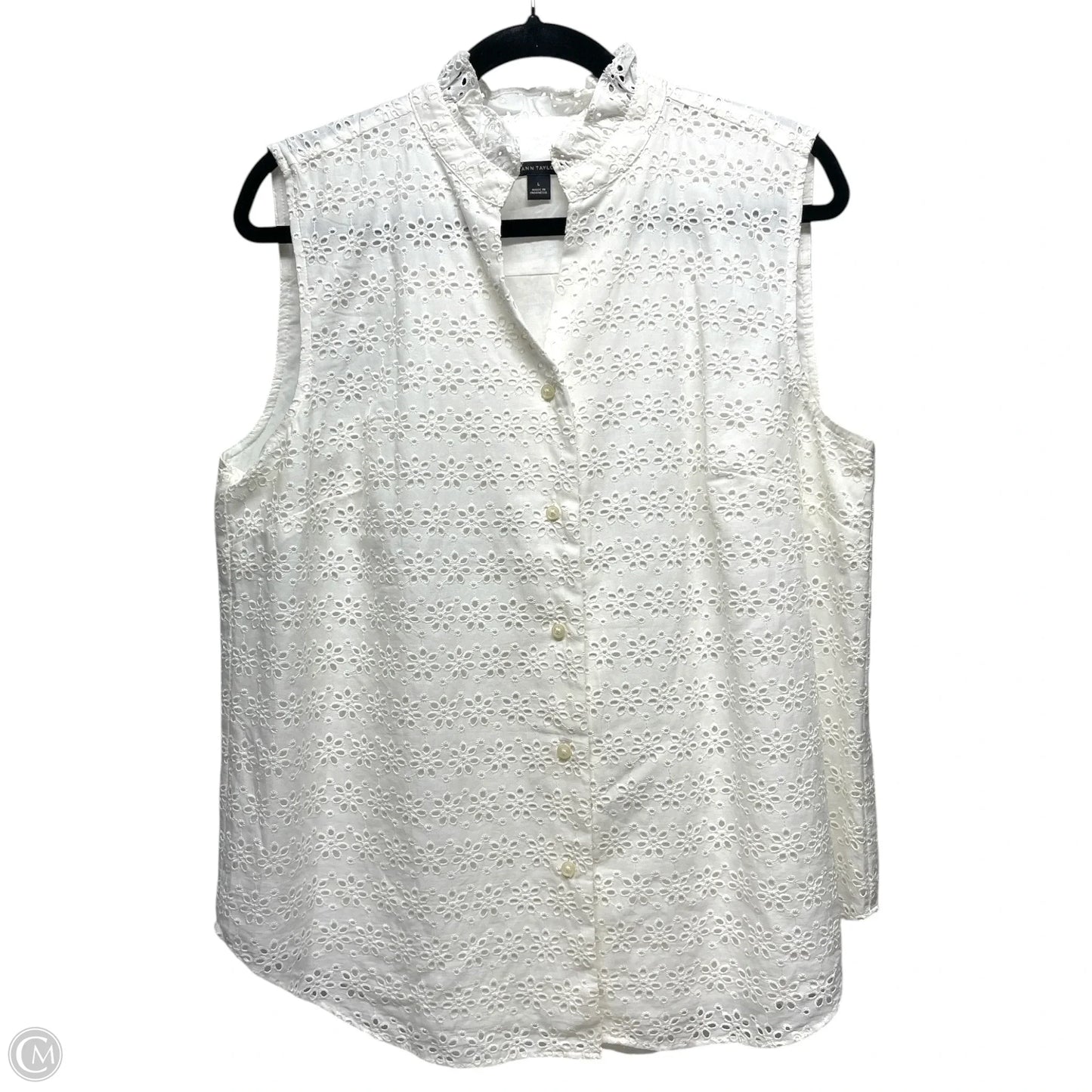 Top Sleeveless By Ann Taylor In White, Size: L