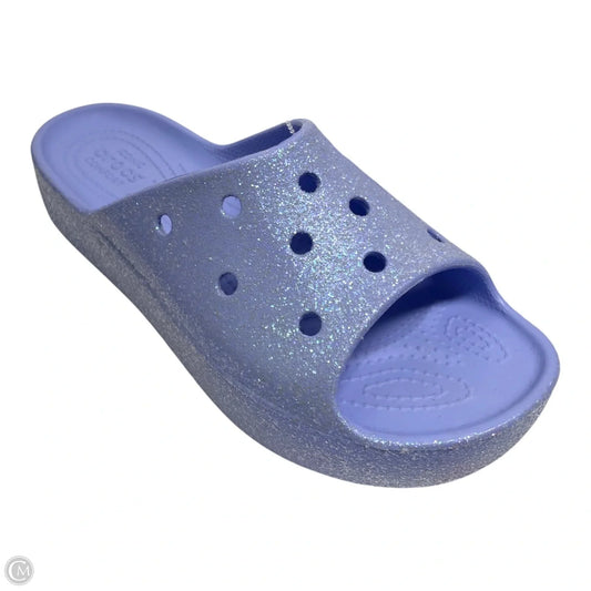 Sandals Heels Platform By Crocs In Blue, Size: 8