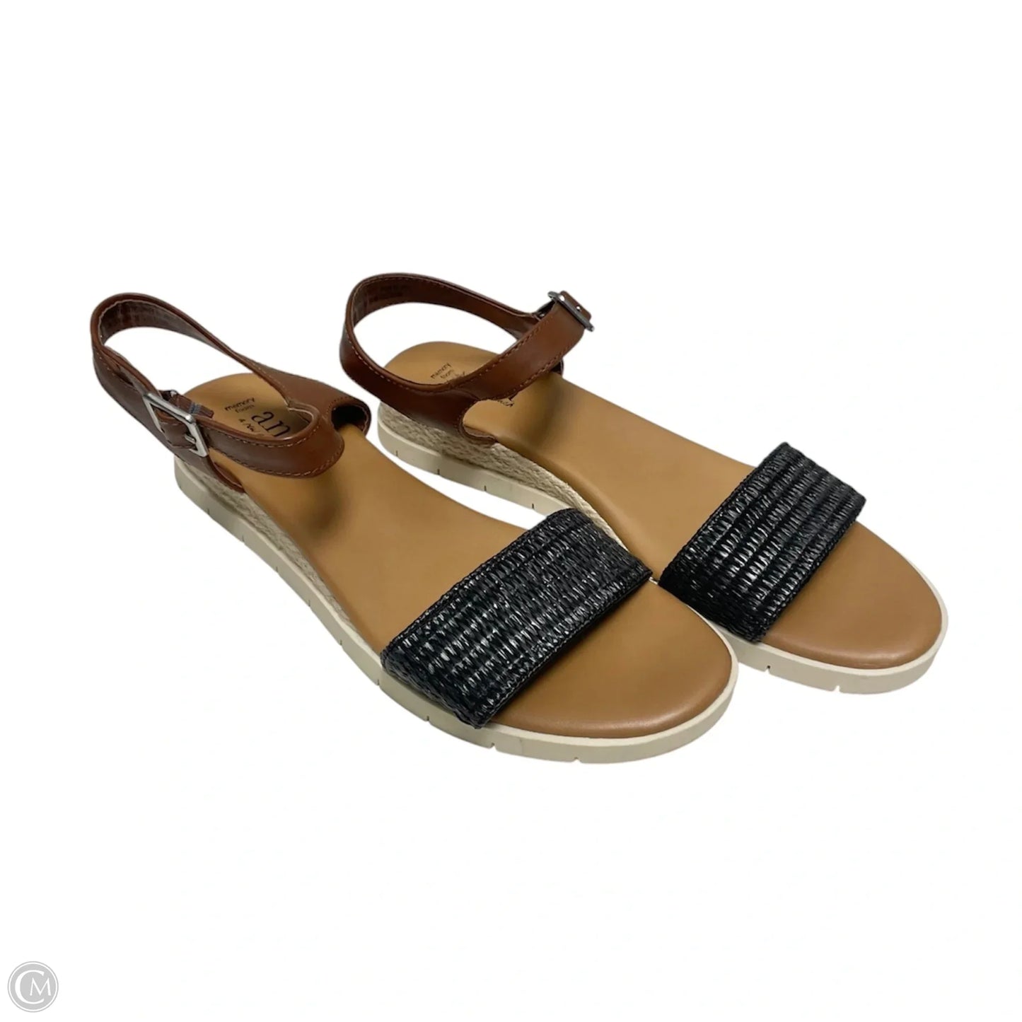 Sandals Flats By Ana In Black & Tan, Size: 9.5