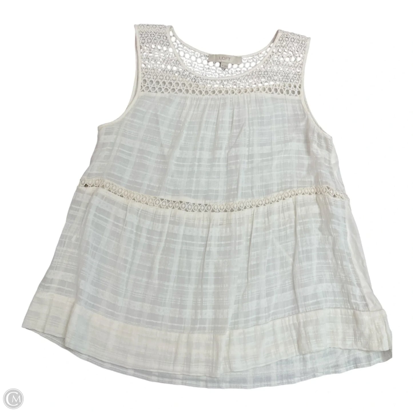 Top Sleeveless By Loft In White, Size: M