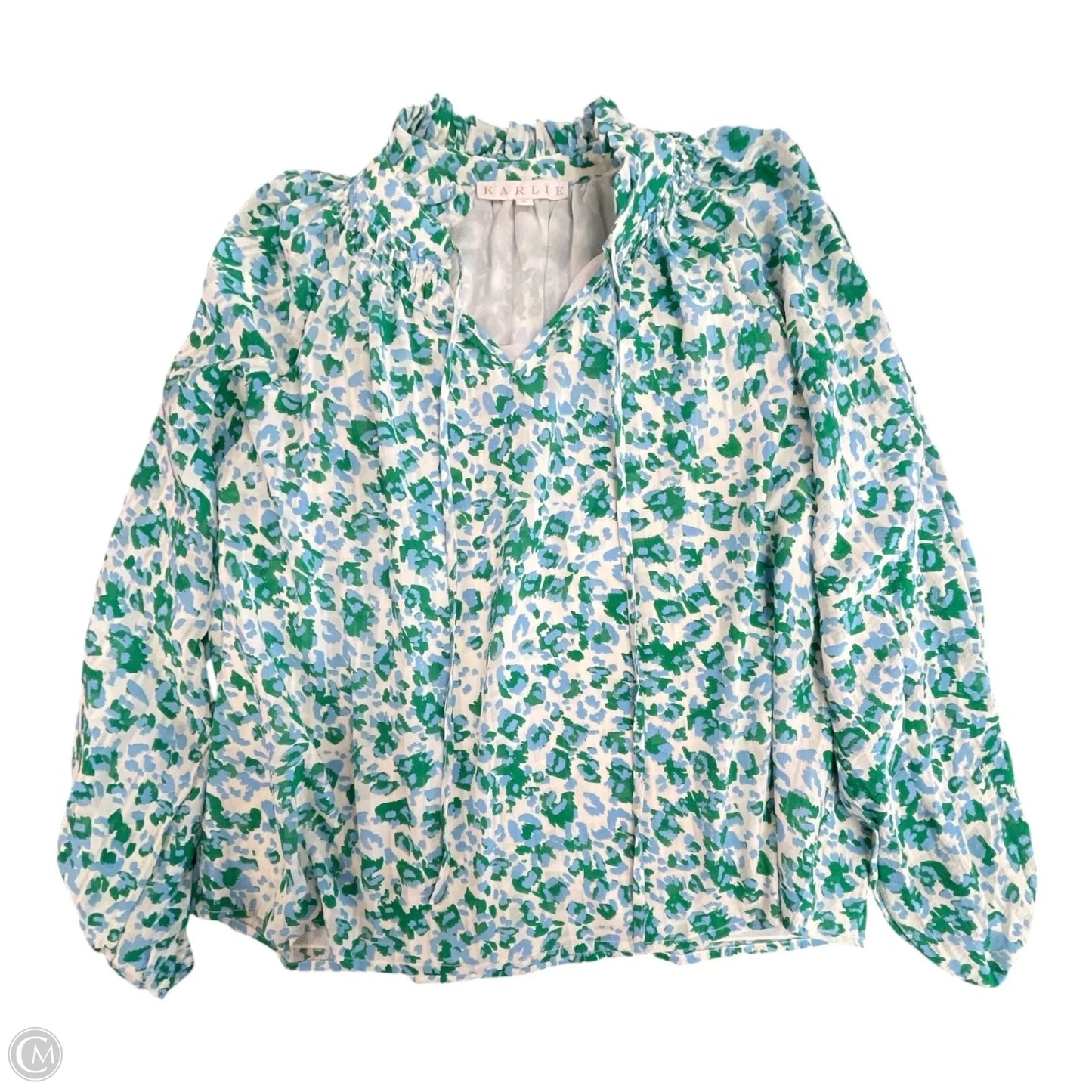 Top Long Sleeve By Karlie In Blue & Green, Size: S