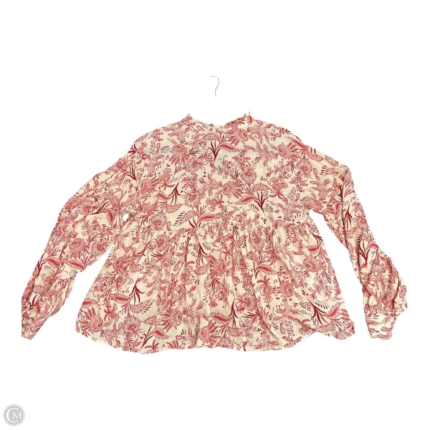 Top Long Sleeve By Anthropologie In Red & White, Size: S