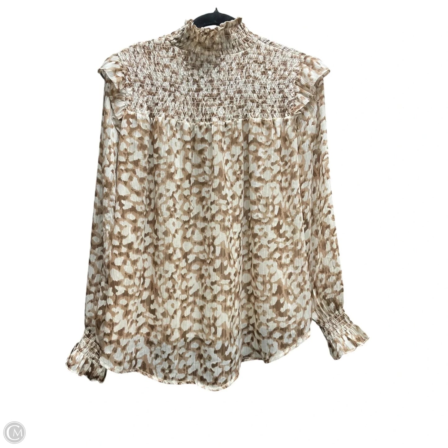 Top Long Sleeve By Thml In Brown & White, Size: S