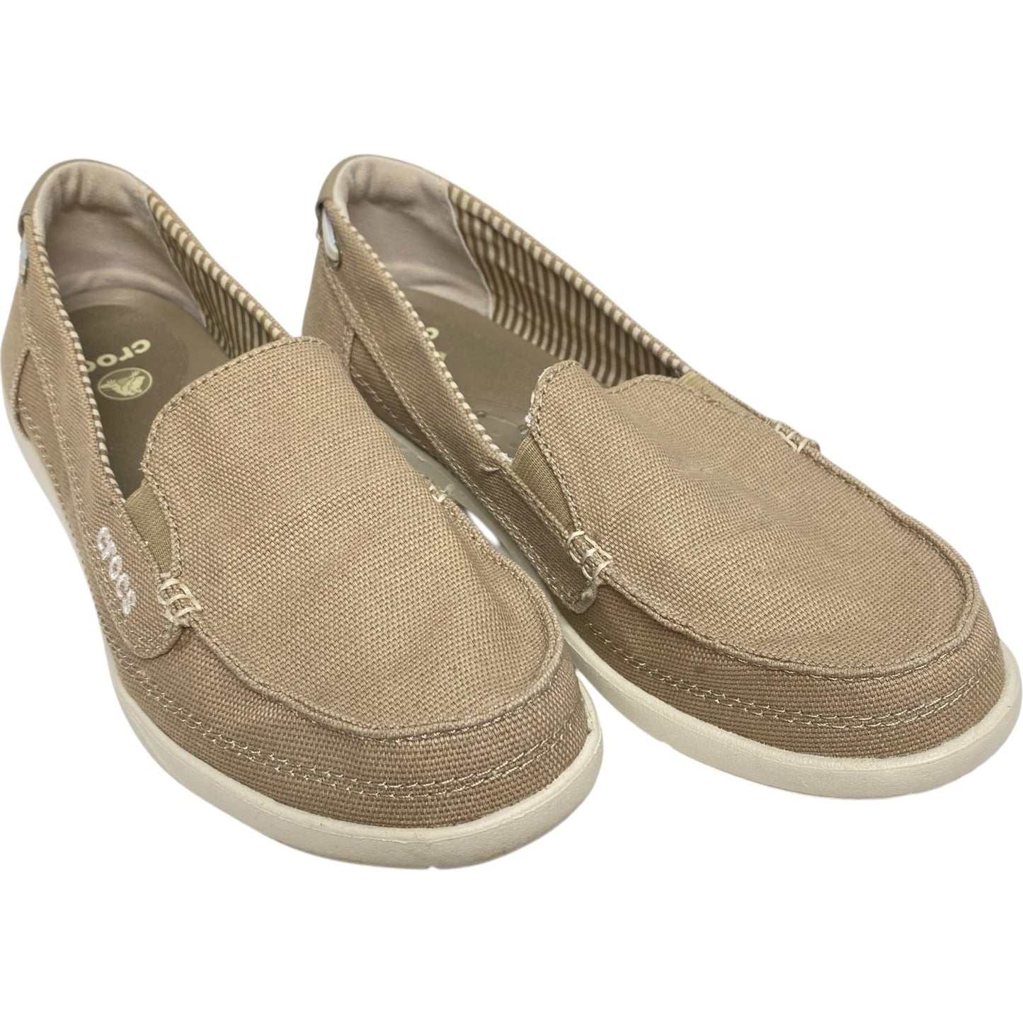 Shoes Flats By Crocs In Tan, Size: 8